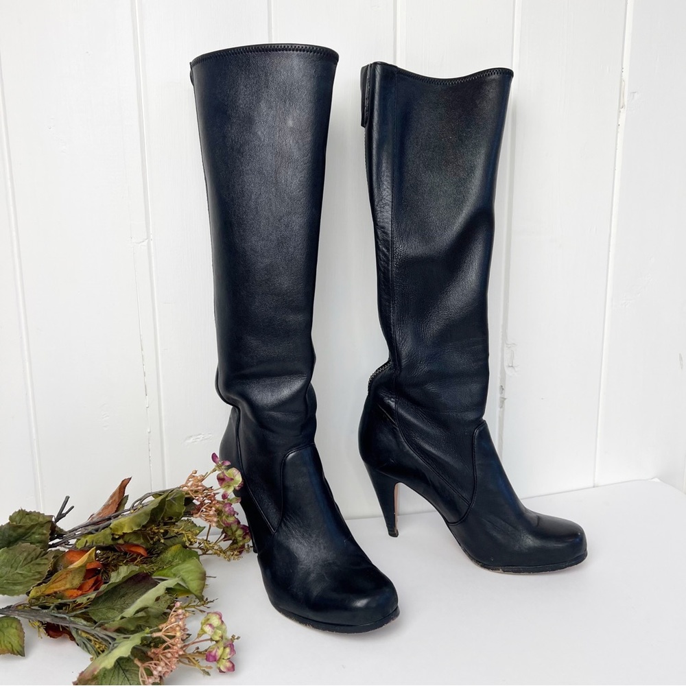 Coach Leather Krista Back Zip Heeled Boots- size 7 1/2 B